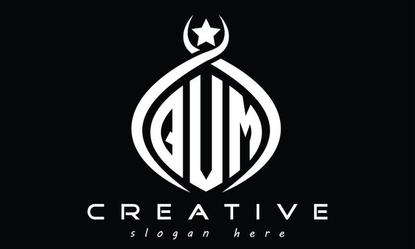 QVM curved oval three letters monogram initial geometric minimalist modern creative logo design vector