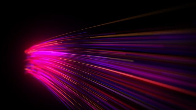 Abstract Glowing 3d Light Strokes Background/ 4k animation of an abstract looped wallpaper background of glowing 3d light strokes with depth of field and following motion path trajectory