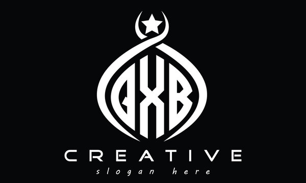 QXB curved oval three letters monogram initial geometric minimalist modern creative logo design vector