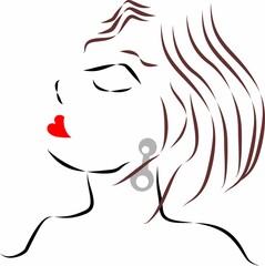 woman with vector sketch