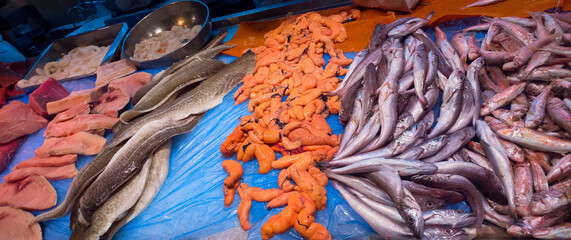 Fresh Fish at Central Food Market, Chiclana de la Frontera, Cádiz, Andalucía, Spain, Europe © Al Carrera