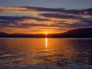 風景素材　美しい琵琶湖の黄昏