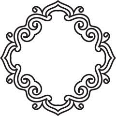 Vintage frame with curves, black abstract element