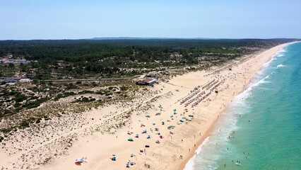 beach of Pego seen from sky and ocean in a sunny day