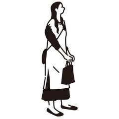 イラストベクター　ワンピースを着た女性　全身