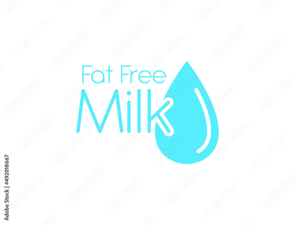 Poster fat-free milk icon, milk drop logo vector illustration