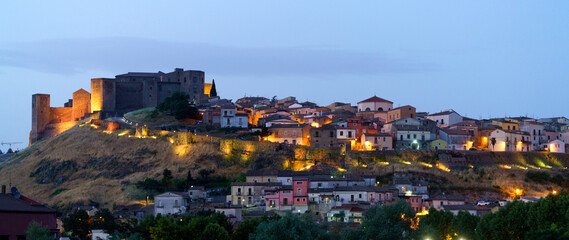 VIew of Melfi, Basilicata, by night