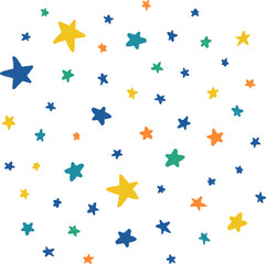Stars set, hand-drawn colorful illustration