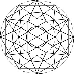 Decorative sacred geometry element, isolated esoteric mandala
