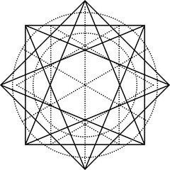 Decorative sacred geometry element, isolated esoteric mandala