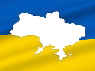 Obraz premium Vector Illustration of the Flag Incorporated Into the Map of Ukraine country. Concept Ukrainian banner for International protest, and Stop the war against Ukraine and encroachment on its territory.