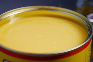 homemade ghee in container on a table ,
