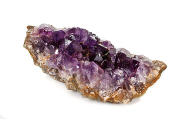 Amethyst Crystal Druse  macro mineral on white background