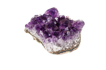 Amethyst Crystal Druse  macro mineral on white background