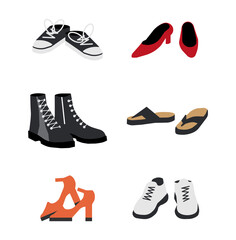 Set of Different Shoes Isolated