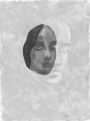 Gordijnen watercolor painting. abstract human mask. illustration.   © Anna Ismagilova