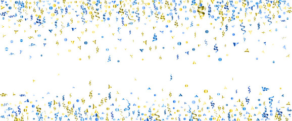 Abstract confetti banner background in blue and yelllow national ukranian colors. Isolated on the white. - 492022828