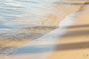 beautiful beach yellow sand with sea waves