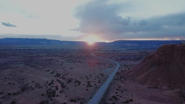 Northern New Mexico Golden Starburst Sunset Aerial View