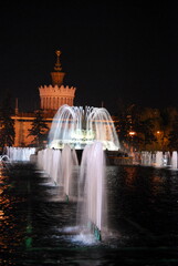 Stone Flower Fountain on the Main alley in the VDNH Park in Moscow