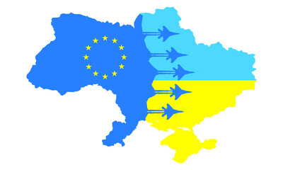 #closethesky. Close the sky over Ukraine. Ukrainian map. Ukraine flag.