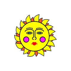 Red sun maiden sign. Spring eps ten