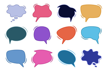 set colored vibrant speech bubbles flat cartoon isolated