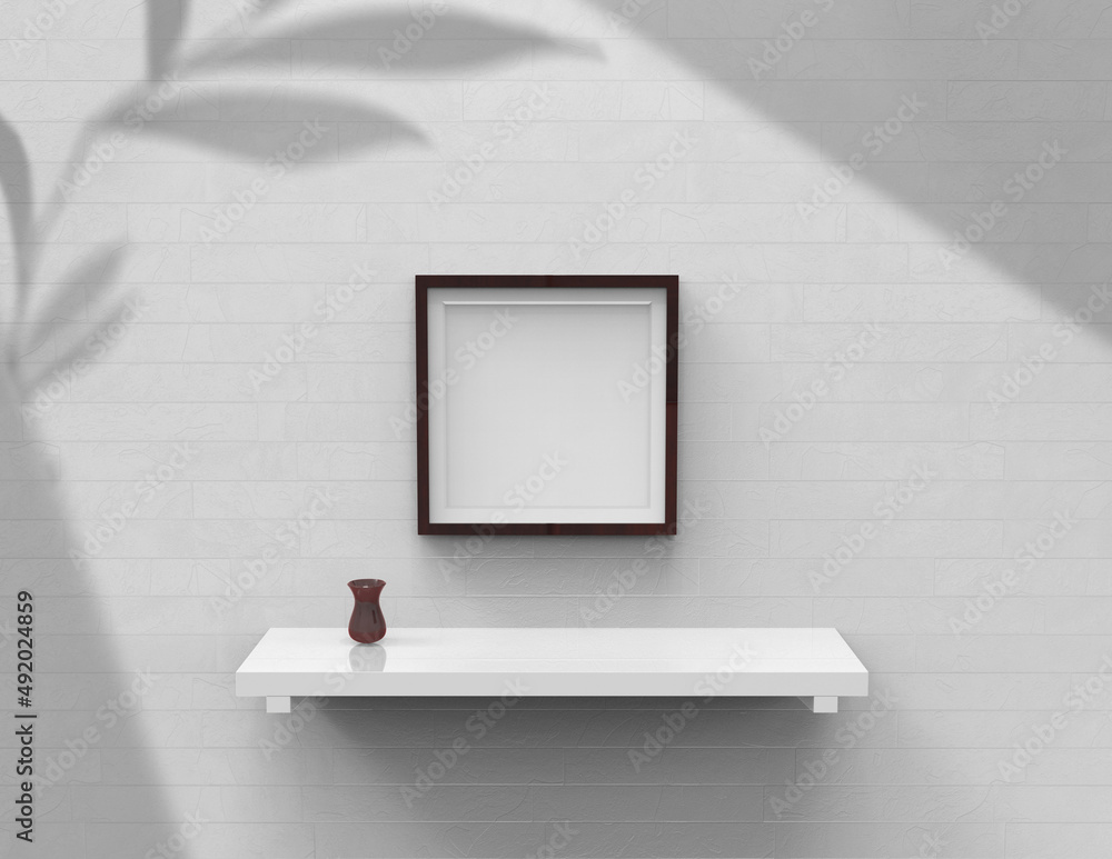 Poster frame background using 3d rendering and geometry. framed background mock-up for poster design or exh