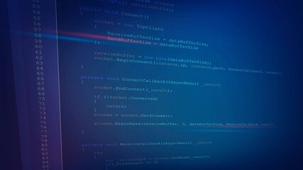 Vector background with screen and computer program in development environment