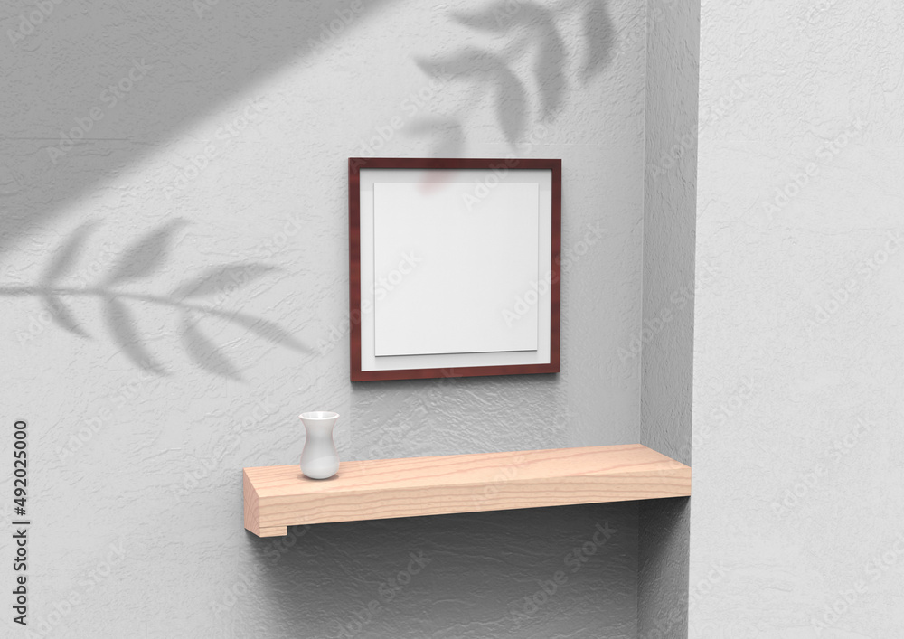 Poster frame background using 3d rendering and geometry. framed background mock-up for poster design or exh