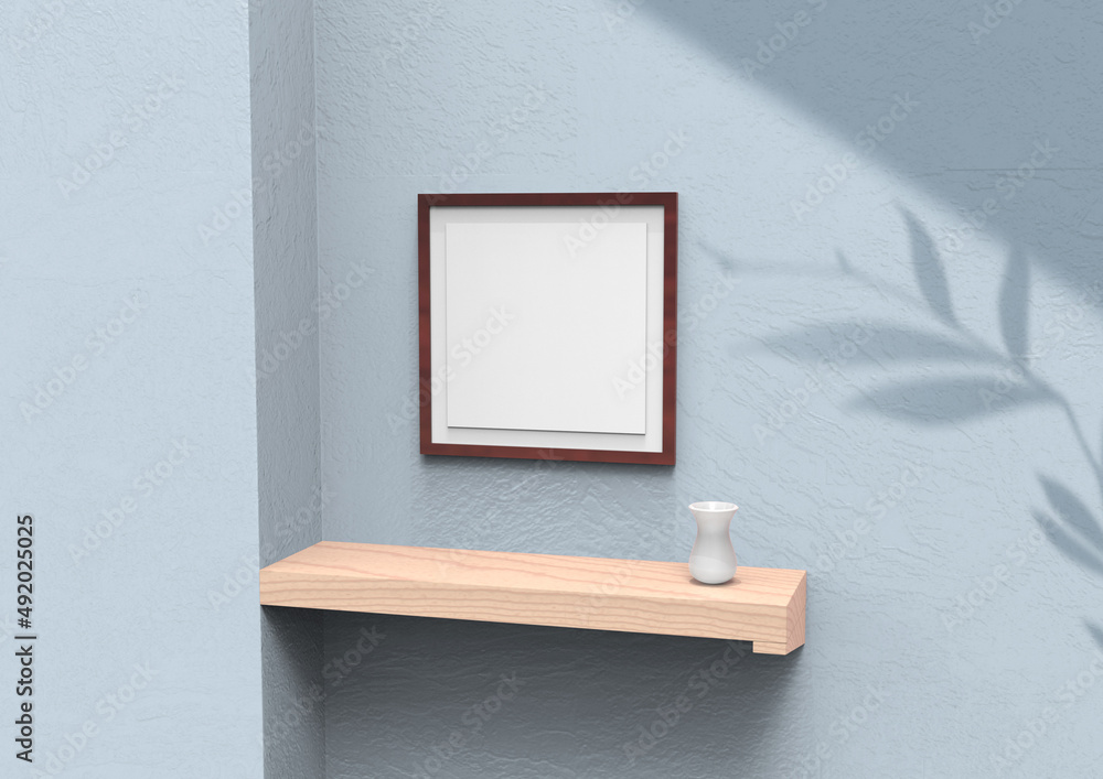 Poster frame background using 3d rendering and geometry. framed background mock-up for poster design or exh