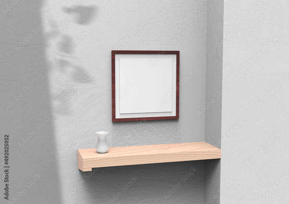 Poster frame background using 3d rendering and geometry. framed background mock-up for poster design or exh