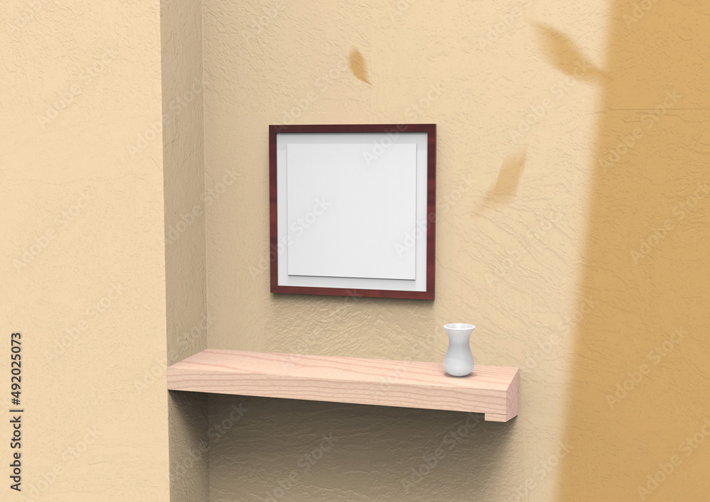 Poster frame background using 3d rendering and geometry. framed background mock-up for poster design or exh