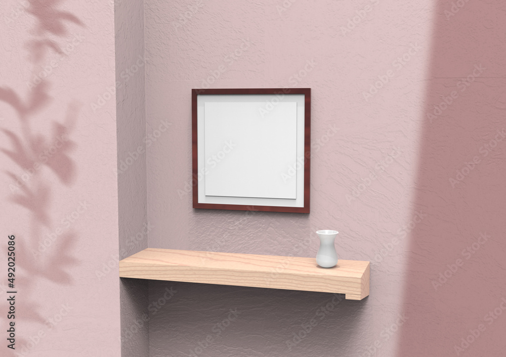 Poster frame background using 3d rendering and geometry. framed background mock-up for poster design or exh
