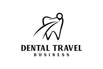 Fototapeta premium Tooth Teeth Dental dentistry with Compass for Dentist Travel Logo design