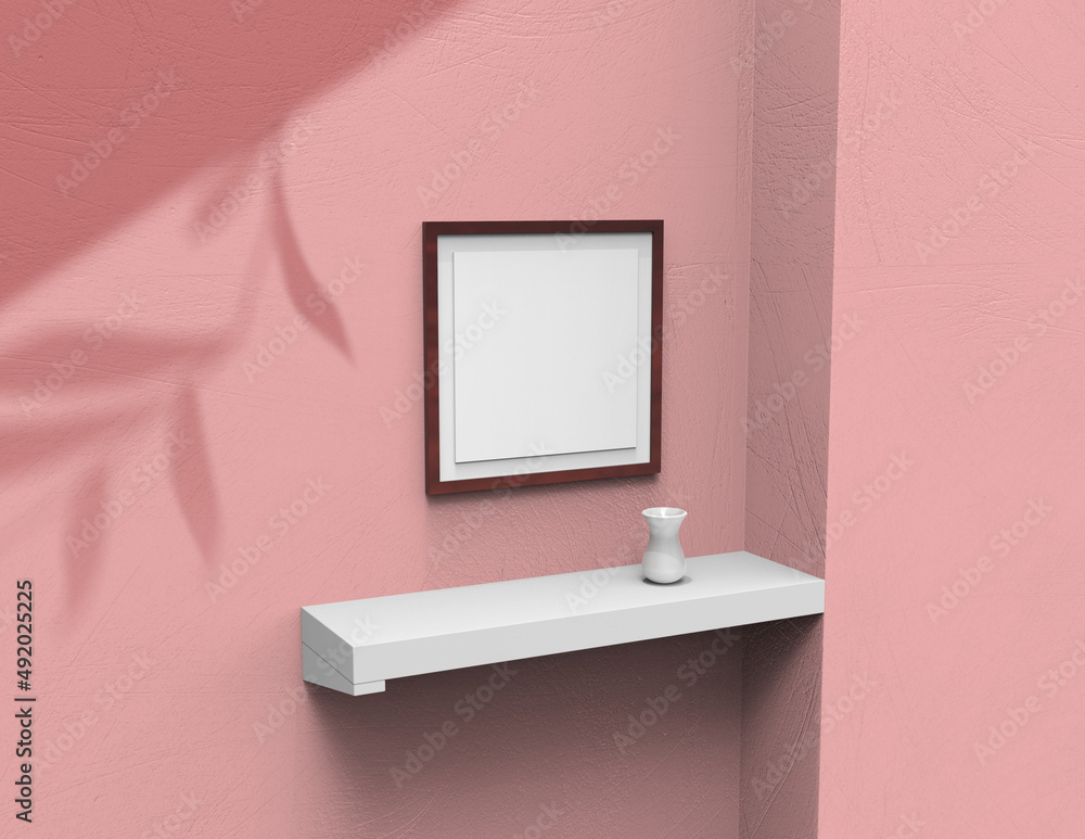 Poster frame background using 3d rendering and geometry. framed background mock-up for poster design or exh