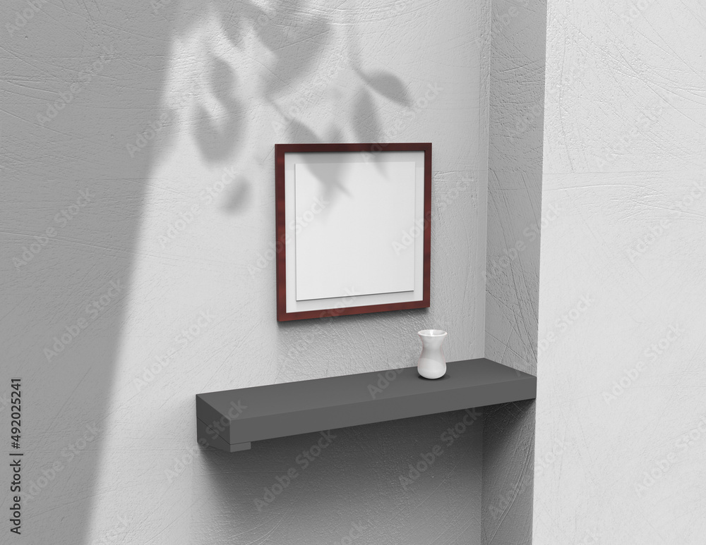 Poster frame background using 3d rendering and geometry. framed background mock-up for poster design or exh