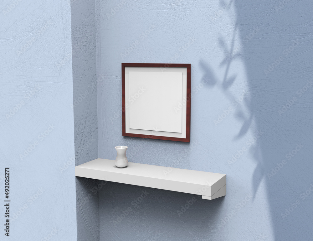 Poster frame background using 3d rendering and geometry. framed background mock-up for poster design or exh