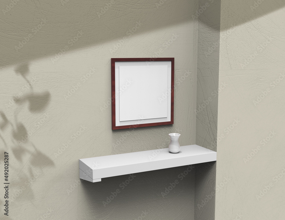 Poster frame background using 3d rendering and geometry. framed background mock-up for poster design or exh