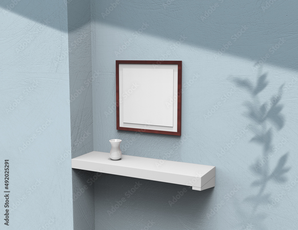 Poster frame background using 3d rendering and geometry. framed background mock-up for poster design or exh