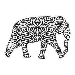 Elephant mandala coloring page for kids