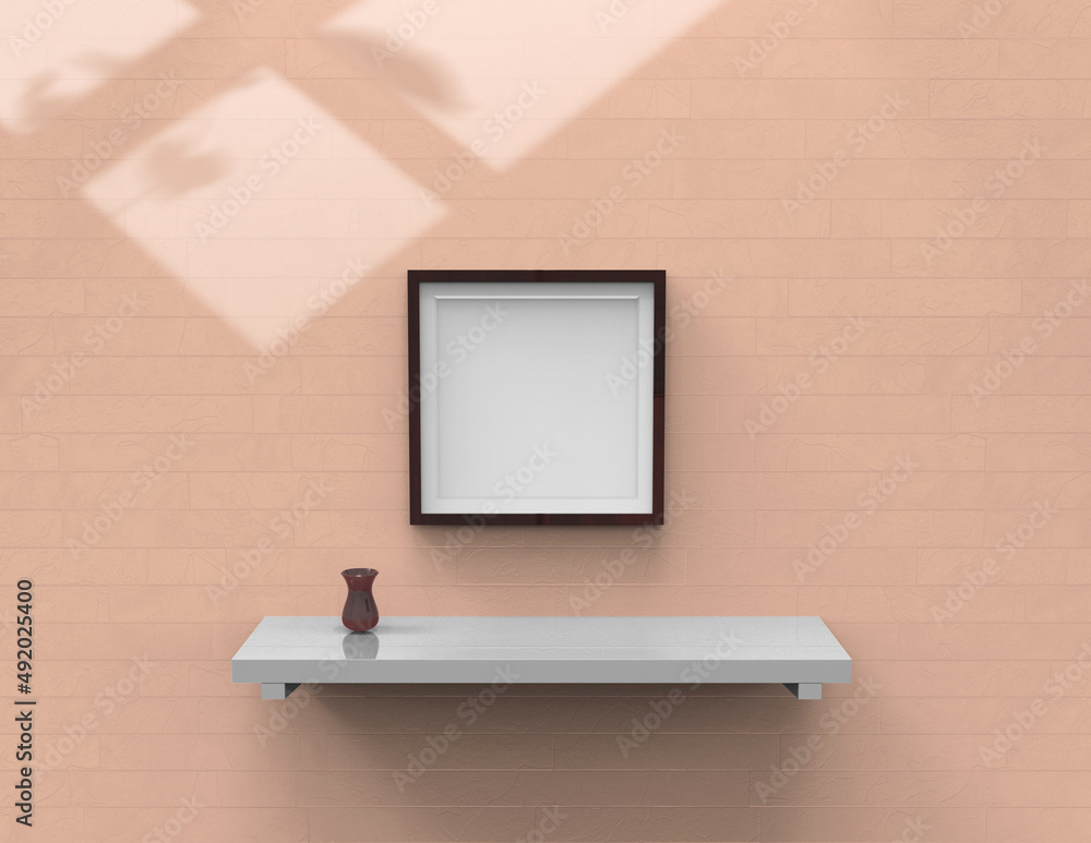 Poster frame background using 3d rendering and geometry. framed background mock-up for poster design or exh