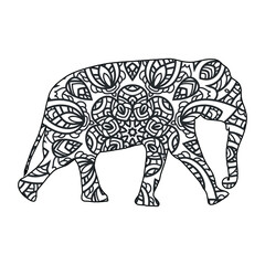 Elephant mandala coloring page for kids