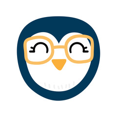 Hand drawn cute penguin head