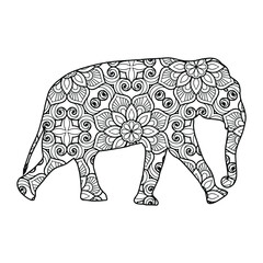 Elephant mandala coloring page for kids