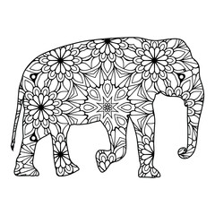 Elephant mandala coloring page for kids