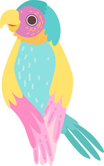 Parrot with Bright Feathers and Beak as Exotic Bird with Colorful Plumage