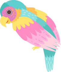 Parrot with Bright Feathers and Beak as Exotic Bird with Colorful Plumage