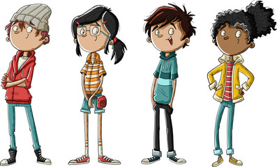 Group of cartoon young people. Teenagers.
- 492026498