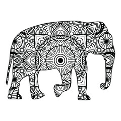 Obraz premium Elephant mandala coloring page for kids